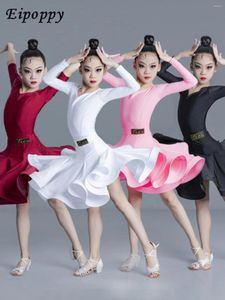 Stage desgaste de verão Girls 'Dance Latin Dance Professional Competition Requer Roupas Split Exame Large Swing Scurt Skirt Suacé Performance