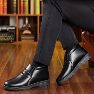 Sıradan ayakkabılar erkekler için deri pamuk yüksek yaşlı insanlar ayak bileği boot kolay yürüyüş ayakkabı