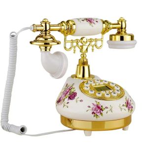 Аксессуары Ceramic Vintage Antique Phone Landline Телефон с абонентом идентификатором Blue Screen Электронный рингтон для домашнего офиса