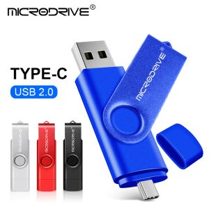 Приводы оптом 10 ПК / лота типа C USB Flash Drive OTG 64 ГБ 32 ГБ 16 ГБ 8 ГБ 128 ГБ Pendrive 2 в 1 OTG Flash Memory Stick Typec