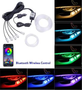 12 В светодиодные RGB CAR Interior Footwell Atmosphere Lamps Strip Amblient Light MultyColor под освещением набор App Music Active Function7724739