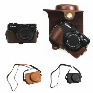 Taschen Retro PU Lederkameras Tasche Harthülsenabdeckung für Canon PowerShot G7 X G7X Mark II III (G7XII G7XIII) Mark2 Mark3 G7X2 G7X3