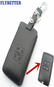 Flybetter Onuine Leather 4button без ключа входной обложка Smart Key Case для Renault Kadjar Car Styling L20015011508