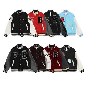 Дизайнерские мужские и женские куртки пиджаки Блейзерная куртка Свободная школьная командная куртка сгруппирована кожаная бейсбольная куртка с длинным рукавом униформ