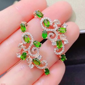 Stud Küpe Güzel Takılar 925 STERLING Gümüş Doğal Diopside Gemstonlar Kadınlar İçin Lüks Evlenin Nişan Etkili Parti Kız Hediye Anı