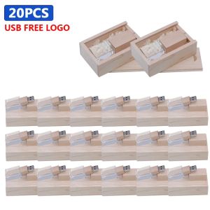 Drives 20 PCS Lot Crystal деревянная коробка Maple USB Flash Drif