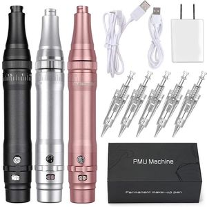 Máquina de maquiagem permanente sem fio para sobrancelhas Miroblading Eyeliner Lip MicroShading Professional PMU Machine Tattoo Pen Gun Kit 240416