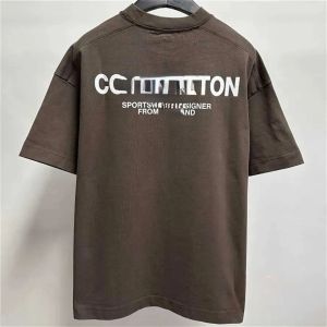 T Shirt Tasarımcı Cole T Shirt CB Kısa Gömlek Erkek Kadın Yaz Bahar Gevşek Gri Beyaz Siyah Kahverengi Spor Giyim Tişört Ekran Baskı Üstleri Kısa Kollu