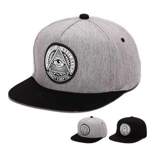Moda de softball 5 painéis de algodão Snapback God Eyes Plástico Patch Men Brim Brim Baseball Caps Hip Hop Hat Trucker Caps For Men Mulheres