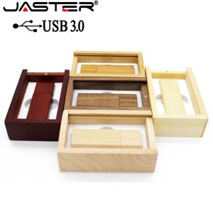 Управление JASTER USB 3.0 Wooden USB+коробка USB -флеш -накопитель память палочка Pendrive 4GB 8GB 16 ГБ 32 ГБ 64 ГБ U Дис свадебный подарок бесплатный обычай