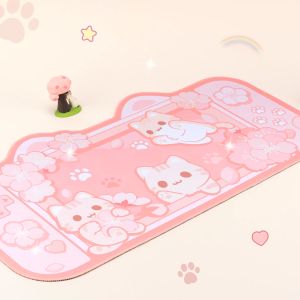 Fareler Kawaii Büyük Oyun Mouse Pad Ekstra XXL Pembe Sakura Cat Macbook Sevimli Mat Pad Klavye Bilgisayar Dizüstü bilgisayar Masa Aksesuarları