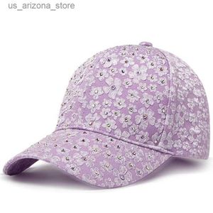 Top kapaklar cntang yaz kadın rhinestone beyzbol şapkası çiçek işlemeli şapka kadın düğmesi moda tasarımcısı güneş şapka hip hop y2k şapka q240425