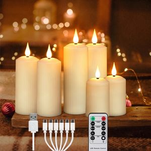 LED Mumlar Zamanlayıcı Uzak USB Titreşen Alevler ile Şarj Edilebilir Mum Ev Dekorasyon Su Geçirmez Noel Tealight 240417