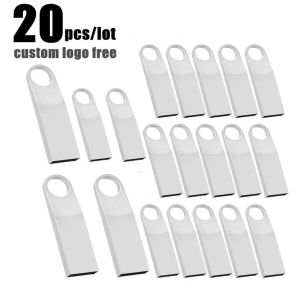 20pcs Mini Pendrive32GB Metal USB Flash Drive 4GB 8GB 16GB 32GB 64GB Pen Drive USB2.0 Küçük Bellek Çubuğu U Disk CLE USB ÜCRETSİZ Logo