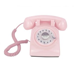 Аксессуары розовый ретро -телефон классический винтажный ротари на циферблат Бесплатный стационарный телефон для дома/Office/Hotel Antique телефоны для старших подарков
