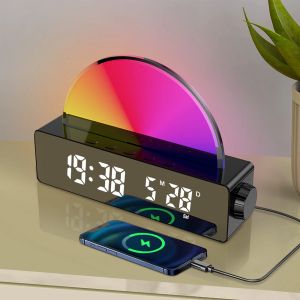 Аксессуары Sunrise Alarm Clock Пробуждение светодиодные цифровые часы для тяжелых спящих.