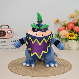 2024 Yeni 11 inç muhteşem karanlık Bowser Jr Peluş Oyuncak Anime Oyun Bowser Maske Plushie Doldurulmuş Hayvanlar Kaplumbağa Bebek