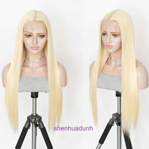 Kadınlar için en iyi peruk saç modelleri 13 * 6 büyük kanca 613 Altın Uzun Kıvırcık Saç Yüksek Sıcaklık İplik Sentetik Fiber Ön Dantelli Peruk Baş Bandı WI