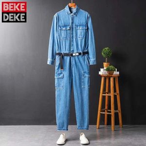 Мужские джинсы мужчины хип-хоп джинсовая джинсовая грузовая куртка набор японских стиля в стиле Ретро Ретро Блю.