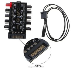 Bilgisayar Kablolar Konektörleri 1 ila 10 PC Soğutma Fanı Hub Hub Splitter Kablosu PWM SATA 4PIN GÜÇ BÜYÜK HIZ KONTROLÜ ADAPTER HIG6847259