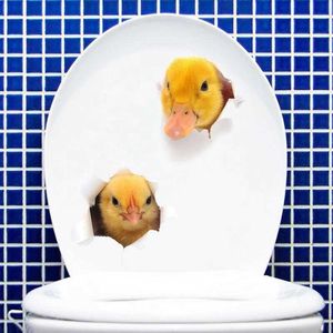 Передача татуировки Little Duck Chick 3D стена наклейка для ванной комнаты шкаф для ванной комнаты домашнее украшение наклейки на личность обои животные туалетные наклейки 240426