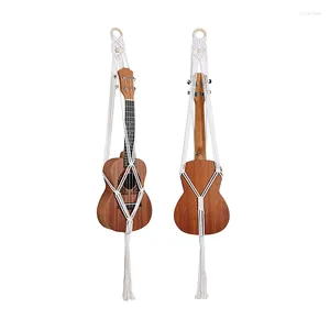 Alışveriş çantaları gitar depolama örgü çanta makramı asılı tutucu dokuma hamak duvar askı ev dekor ukulele el dokuma enstrüman kolye