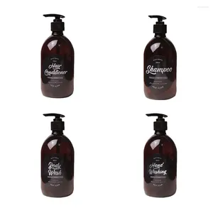 Depolama Şişeleri 500ml Nordic Sabun Şampuan Şişe Banyo Banyo Vücudu Yıkama Saç Kremi Dispenser Kahverengi Plastik Banyo Set Losyonu