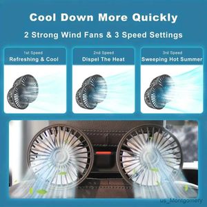 Elektrikli Fan Araba Fan Araç Küçük Klima Çift Başlı Fan 360 Derece Döndürme Taban Sabit Klipli Montaj Yöntemi Araba için uygun
