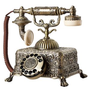Aksesuarlar Metal Vintage Antika Telefon Eski Moda Kablolu Telefon Sabit Hattı Ev Ofis Dekorasyonu Yeşil Bronz