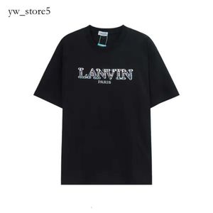 Дизайнерская футболка Lanvin Tees Рубашка Lanvis Новая мужская рубашка Langfan Chengyi Тот же стиль с коротким рукавом с коротким рукавом.