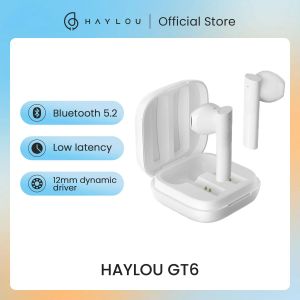 Cuffie haylou gt6 tws cuffia wireless bluetooth 5.2 latenza bassa latenza 12 mm auricolari driver dinamici AAC STero Sound Earfone semi -inear