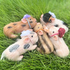 Bebekler 12cm sevimli mini reborn piglet tam vücut silikon domuz yavrusu bebekler 3 set ile her bebe için mini kıyafetler
