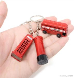 Anahtarlıklar Landards Retro Red London Otobüs Anahtarlık Yaratıcı 3D Posta Posta Kutusu Telefon Kabosu Kolye Keyasyonu Kadınlar Erkekler Turist Hadi Hediyeleri