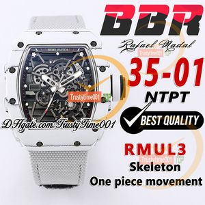 BBR 35-01 RMUL3 Mekanik El Kartalayan Erkekler İzle Beyaz NTPT Karbon Fiber Kılıf Kılıfı Dial Gri Örgülü Naylon Kayış Süper Edge Sport Trustytime001 Bilgi saati