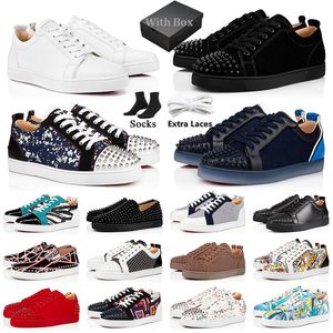 С коробкой Red Bottomss Casual Shoes Leather Mens Platform Women Sneakers Designer Shoes Sues