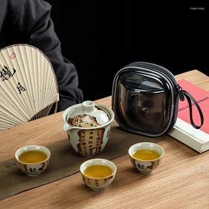 Чайные наборы Ru Kiln High Come Open Piece Plousing Outdoor Portable Travel Tea Set Set