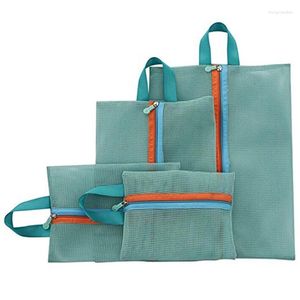 Depolama Çantaları Mesh Seyahat Organizatör Valizler 4pcs/Set Taşınabilir Kozmetik Makyaj Poşeti Kadın Giysileri İç Çamaşırı Tuvalet Paketleme Çantası