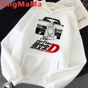 Sweatshirts Sıcak Japon Anime İlk D Hoodies Erkekler Kawaii Karikatür Harajuku Kış Sıcak UNISEX TOPS SOKAK GİYE Moda Sweatshirts Erkek