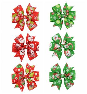 DHL Weihnachtsmädchen Clips 3inch Grosgrain Ribbon Bows Childrens Xtmas Hair Accessoires5137432