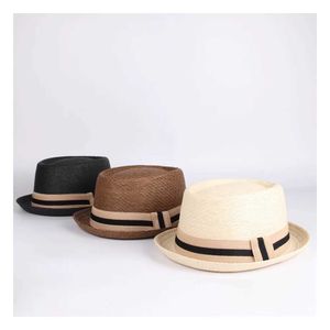 Geniş Memlu Şapkalar Kova Şapkaları Yaz Kadınları Raphaea Erkek Güneş Şapklı Beyefendi Mektubu Baba Kürek Kürek Makinesi Fedora Şapkası Düz ​​Domuz Pi Pi Pi Pi Pi Plaj Plaj Panama C J240425