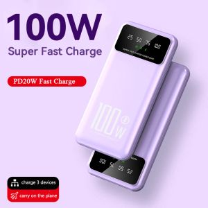 Зарядные устройства New Power Bank 20000mah 100W Dual Port Super Fast -Faster -зарядка переносного внешнего зарядного устройства для iPhone Xiaomi Huawei Samsung