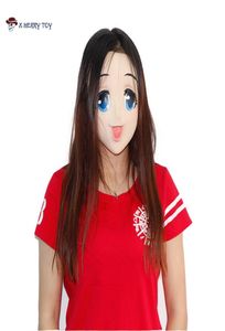Xmerry Toy Mask Mask Mask Latex Rubber Anime Anime Blue Eyeed Sexy Girl Cartoon Женская косплей смешное 3878848