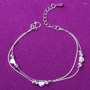 Bağlantı Bilezikler Moda Gümüş Renk Chian Anklet Kalp Cazibesi Kadın Mücevher Aksesuarları Bijoux Hediyeler A172