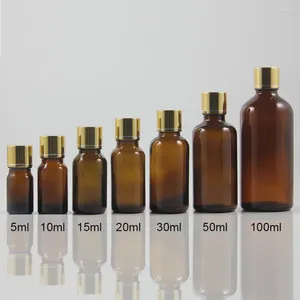 Depolama Şişeleri Altın Alüminyum Vidalı Kapak 5 ml Amber Cam Damlalı Şişe Üreticisi Çin