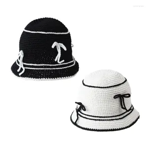 Berretti 652f Cappello bucket all'uncinetto per adolescente floppy a maglia