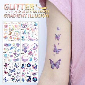 Татуировка переноса блестящая бабочка для детей Временные татуировки