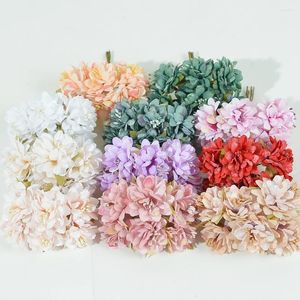 Dekoratif çiçekler 24pcs ipek yapay çiçek mini buket düğün dekorasyon lehine kutu gül sahte scrapbooking diy çelenk çelenk