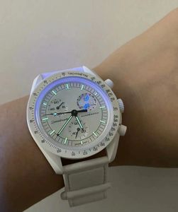 2024 Biyoseramik Planet Moon Erkekler İzle Yüksek kaliteli tam işlevli kronograf saat tasarımcısı Mission Mercury 42mm Naylon Watch Shi Ying,