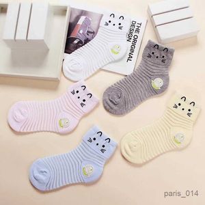 Çocuk SOCKS Sıcak Satış Yaz Yeni 5 Çift /Lot Çocuk Çorap Cam Fiber Nefes Alabilir Sevimli Kedi Desen Soğuk Kızlar SOCKS 3-12 Y Çocuk Çorap