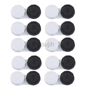 Kontakt lens aksesuarları 10pc mini kontakt lens kasa gözler için seyahat kiti tutucu cam kozmetik kontakt lens kasa kutusu konteyner seyahat aksesuarları siyah d240426